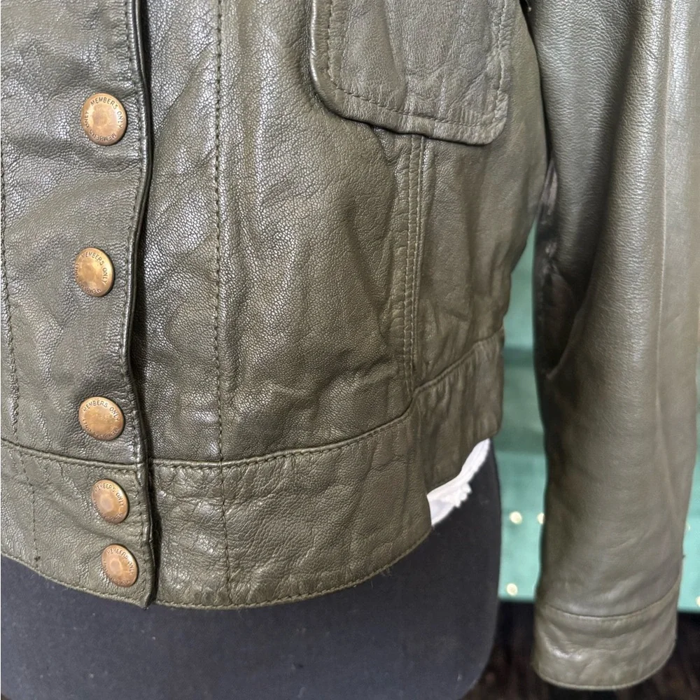 Members Only Vintage Olive Green Leather Jacket - Picture 5 of 16